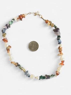 Multi-Color Natural Stone & Pearl Chip Necklace - Women Jewelry